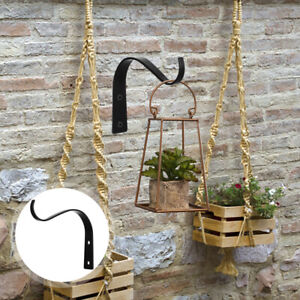  2 Pcs Black Flower Pots Wrought Iron Basket Hook Hanger Home Decor Metal