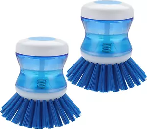 Dish Brush with Soap Dispenser for Dishes Pot Pan Kitchen Sink Scrubbing, Blue 2 - Picture 1 of 8