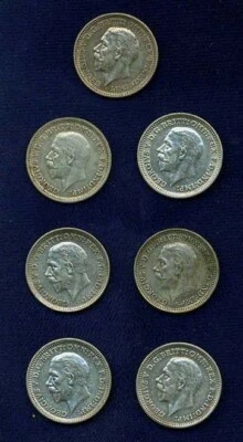 GREAT BRITAIN THREEPENCE SILVER COINS:1930, 1931, 1932, 1933, 1934, 1935, & 1936 - Image 1 of 2