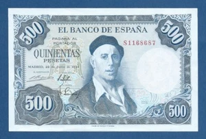 ESPAÑA // SPAIN -- 500 PESETAS ( 1954 ) -- SC- // aUNC -- SERIE S -- PICK 148a . - Picture 1 of 2