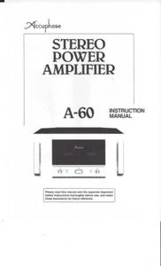 Accuphase  Bedienungsanleitung user manual owners für A- 60 englisch Copy - Bild 1 von 1
