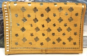 Cartera de cuero hecha a mano mecanizada lámina de oro en relieve única Viaje - Imagen 1 de 8