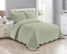 Linen Plus Luxury Oversized Coverlet Embossed Bedspread Set Solid Light Green Fu