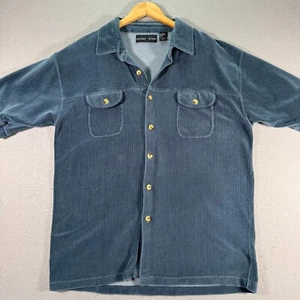 Vintage Anchor Blue Corduroy Button Up Shirt Mens Large Blue Oversized Beach 90s - Picture 1 of 11