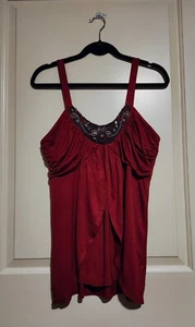 NWT! Maurices Red Beaded Rhinestone Dressy Drape Top -XL- Vintage Y2K Sexy Boho - Picture 1 of 6