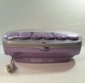 Conair Ion Shine Hot Rollers 12 Hair Curlers Jumbo Flocked 6 Clips TESTED WORKS - Picture 1 of 17