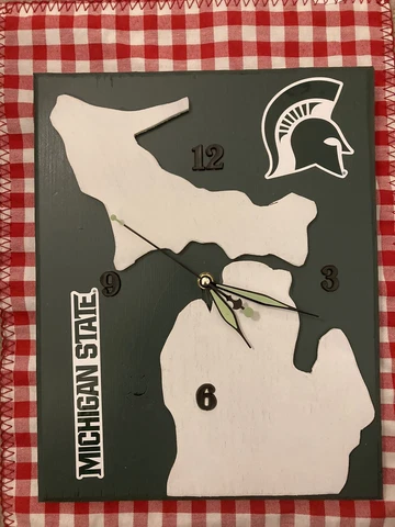 Michigan State, clock, solid wood Cover