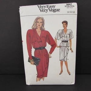 Vogue 9667 Vintage 80s 8 10 12 Top And Skirt Pleated Collar Mock Wrap Uncut - Picture 1 of 6