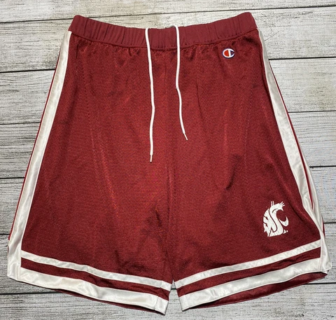 VTG Champion WSU Washington State Cougars Red White Mesh Shorts XL Cover