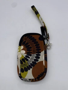 Vera Bradley Cocoa Moss Green Brown Phone Card Case Wristlet Wallet Purse Zip - Picture 1 of 8