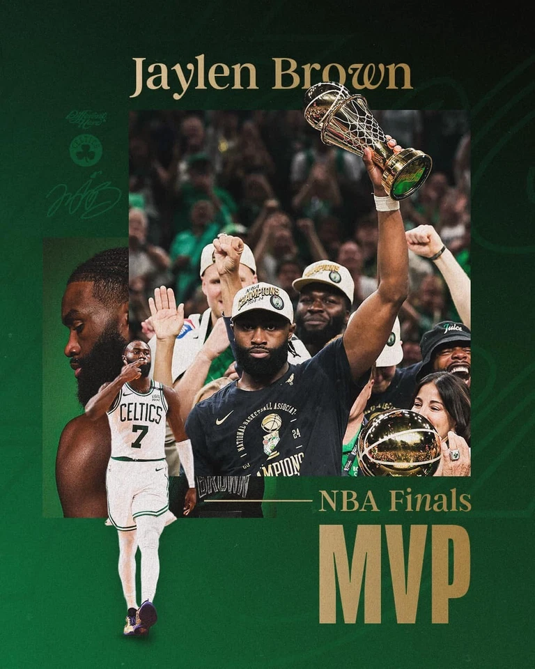 Foto de la NBA Jaylen Brown 2024 Finales de la NBA MVP Collage Boston Celtics 8x10 Foto 1 de 1