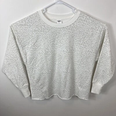 GAP Women's Sweater Grey and White Lightweight Crew Neck Sweatshirt Size M - Image 1 of 4