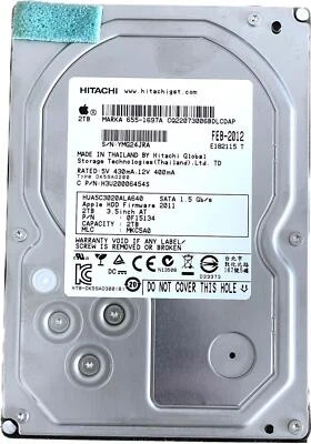 Apple Certified 2TB 655-1697A Hitachi Ultrastar HUA5C3020ALA640 0F15134 H3200064 - Image 1 of 4