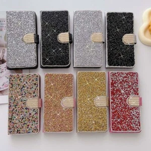Bling Glitter Flip Wallet Phone Case For Samsung S24 S23 S22 S21 S20 S10 Note 20 - Picture 1 of 20