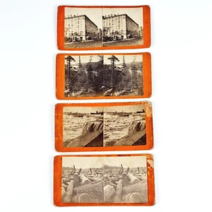 1860s 4pc Stereo view Of Astor House Hotel NYC Minnesota & Lake Superior - RARE - Picture 1 of 8