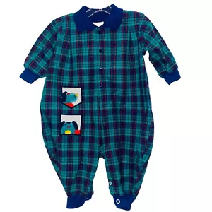 Vintage Buster Brown Size 3-6M Long Sleeve Embroidered Classic Plaid - Picture 1 of 8