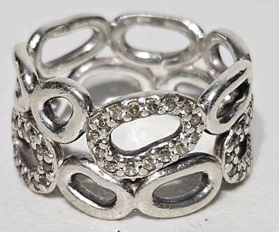 Pandora Circle Of Friends Sterling Cubic Zirconia Ring 190834CZ Size 8 ☆ Read ☆ - Image 1 of 4