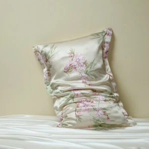 40 Momme 100% Real Mulberry Silk Flowers Pillowcase Queen King Size 20 Inx30 In - Picture 1 of 25