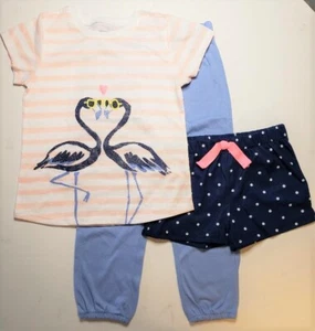 CARTER'S Little Girls 4, 5 Flamingo 3 Pc Pajama Set NWT $36 - Picture 1 of 3