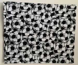 Soccer Balls Fabric Cotton Sewing Quilting Sports Black White 26x43 - Picture 1 of 1