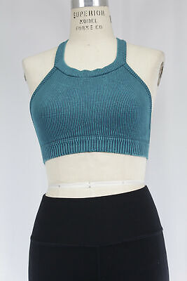 New Free People Womens Seamless Washed Racerback Ribbed Activewear Crop Top $48 • 18.99€