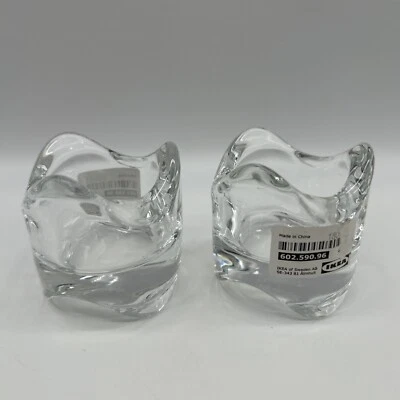 Set of 2 IKEA Clear Glass Candle Holders,  Heavy Votive Candle Tea Light - Image 1 of 4