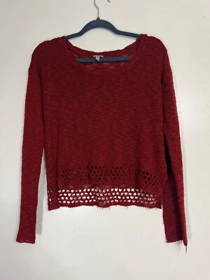 Charlotte Russe Womens Red Crochet Long Sleeve Size Medium - Image 1 of 4