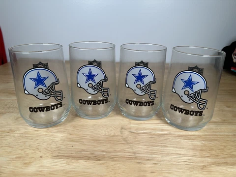 Vintage NFL Dallas Cowboys 10 oz Drinking Glasses SET OF 4 Cover