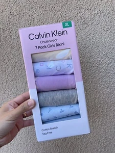 Calvin Klein Girls’ Bikini Underwear Cotton Stretch Tag-Free, 7-pack SizeXL - Picture 1 of 7