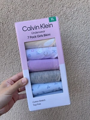 Calvin Klein Girls’ Bikini Underwear Cotton Stretch Tag-Free, 7-pack SizeXL - Image 1 of 4