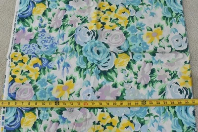 Por 1/2 yarda, 54" de ancho, vintage, estampado grande colorido floral algodón/bloomcraft, V824 Foto 1 de 4