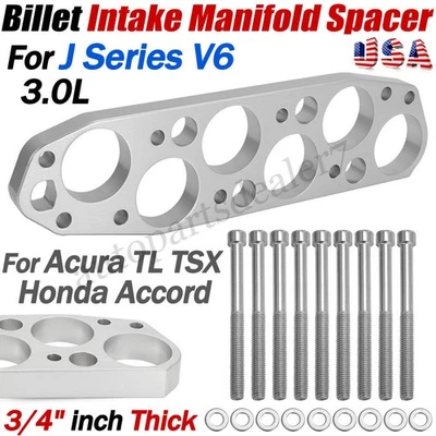 3/4" Thick J Series V6 Billet Intake Manifold Spacer For Acura TL TSX Accord USA Foto 1 de 4