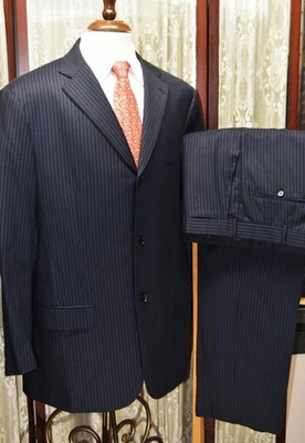 Isaia Napoli Bespoke Italy 46 L Super 150s pinstripe 2 vent luxury suit w6j3 - Image 1 of 4