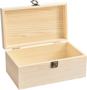 Große unfertige Holzkiste mit Klappdeckel unfertige Holz Aufbewahrungsbox 10,6 x - Bild 1 von 7