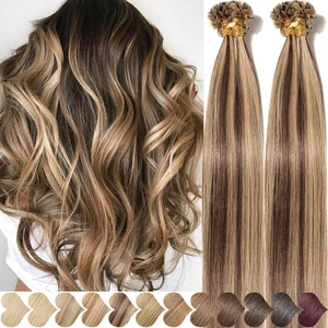 LIQUIDACIÓN Uñas Punta Pre-Caliente Adhesión Rusa Remy Extensiones de Cabello Humano Balayage - Imagen 1 de 30