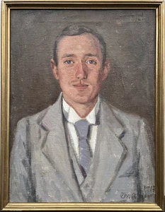 Impresionista Christian Aigens 1870-1940 retrato de hombre pintura al óleo 1917 - Imagen 1 de 13