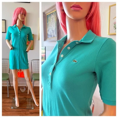 🐊 Vestido Polo Vintage Años 80 Lacoste Azul Caimán Mini Preppy Golf S Foto 1 de 4
