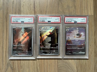 PSA 10 Charmander Charmeleon and Charizard Pokémon 151 Gem Mint Japanese Set - Image 1 of 2