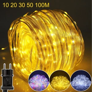 10-100M LED Lichterkette Außen Innen Strom IP67Wasserdicht Weihnachtsbeleuchtung - Bild 1 von 24