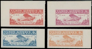 1927, CANADA, SEMI-OFFICIAL YUKON AIRWAYS, 25C, SET OF 4 REPRINTS, NH #CL42 - Picture 1 of 2