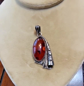 Vinrage Bernstein? Anhänger silberfarben - Bild 1 von 8