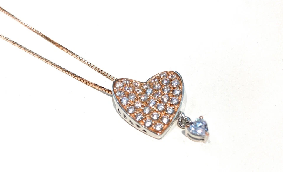 Collarino diWa Jewels Cuore Argento Sterling Cuoricino Zircone Pendente Rosé - Immagine 1 di 4