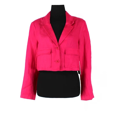 Blazer Reformation Elton Lino NUEVO Corvette Rosa Recortado Botón Chaqueta Talla 6 Foto 1 de 4