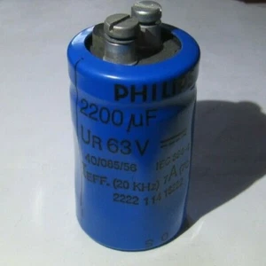 2200uF 63VDC - PHILIPS - 2222 114 18222 HP UR 63V 40/085/56 IEC Capacitor (NEW) - Foto 1 di 3