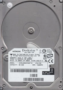 82.3 GB IDE Hitachi Deskstar IC35L080AVVA07-0 P-ATA 7200RPM 2MB 3.5" Hard Drive - Picture 1 of 1