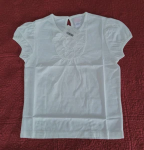 Janie and Jack Ivory Top w/Flower Appliques - Size 7 - Picture 1 of 4