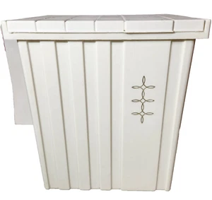 Festival MCM Laundry Hamper Retro White Lidded Vtg USA Plastic 16in - Picture 1 of 13