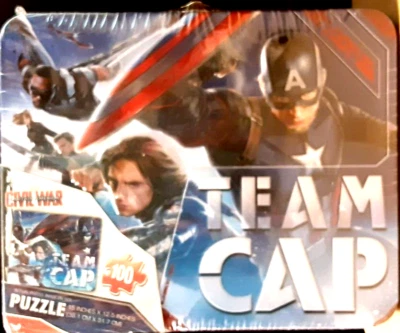 Cardinal and Marvel Captain America Lunch Box and Puzzle 100 Pieces NIB - Image 1 of 4
