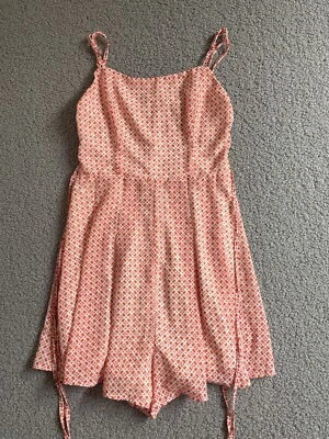 Papaya womens romper orange floral lace up sides lined light weight small - Image 1 of 4