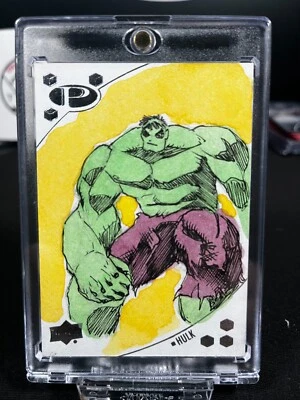 2017 marvel premier the hulk 1/1 sketch card by carlos Eduardo - Image 1 of 2